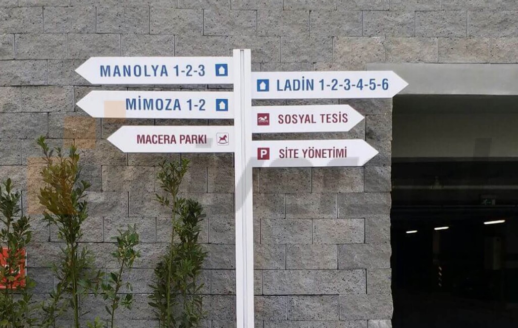Siteler, Rezidanslar, Sosyal Tesisler ve Otopark Alanları için Yönlendirme Tabelaları